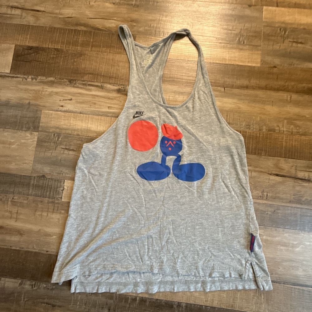 Nike France M 8-10 Gray Tank Racerback Frenchman Beret FR Run
